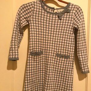 Grey and White Bow Detail Sweater Dress